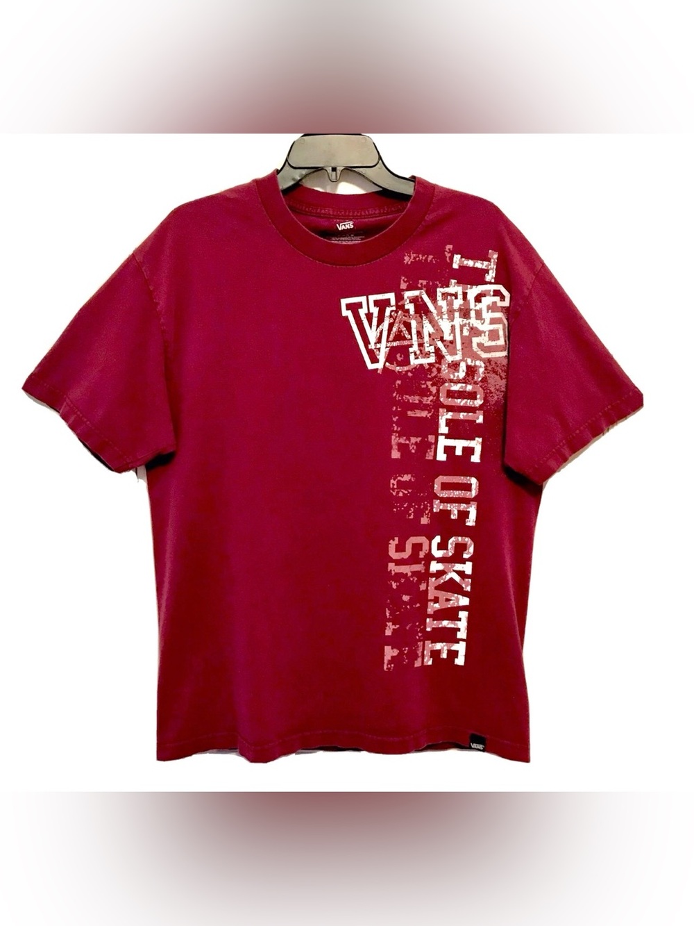 Vans Mens Size Large Wine Logo The Sole Of Skate Cotton Short Sleeve T Shirt